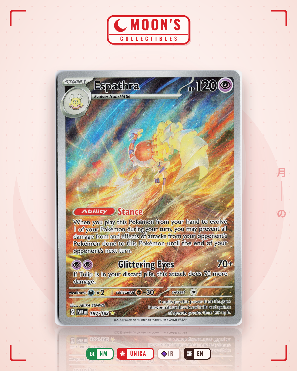 Carta Pokémon Espathra · Paradox Rift #197/182 (NM) — pieza única en Moon's Collectibles México