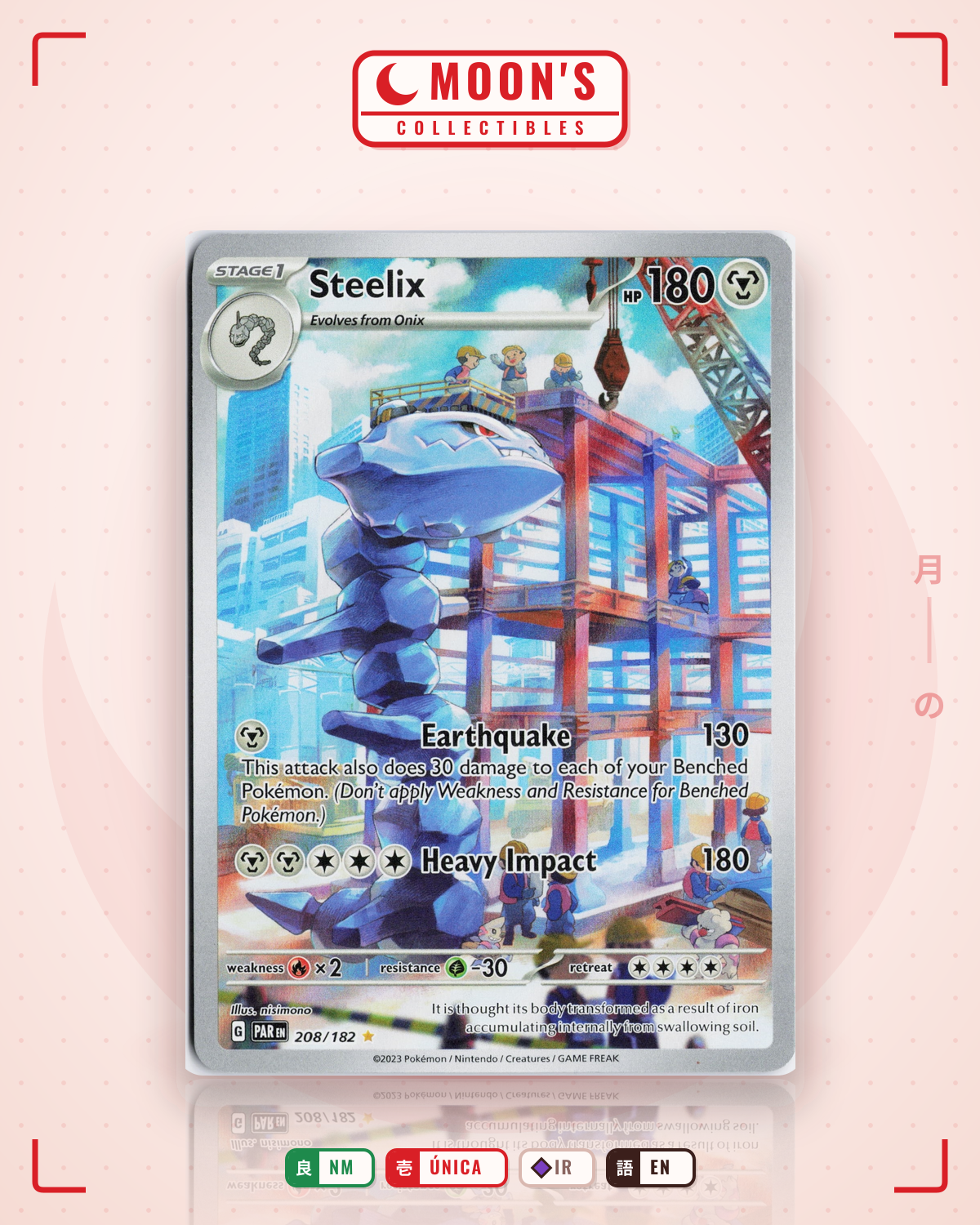 Carta Pokémon Steelix · Paradox Rift #208/182 (NM) — pieza única en Moon's Collectibles México