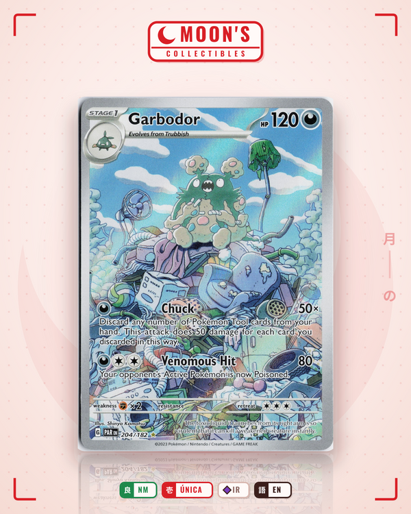 Carta Pokémon Garbodor · Paradox Rift #204/182 (NM) — pieza única en Moon's Collectibles México