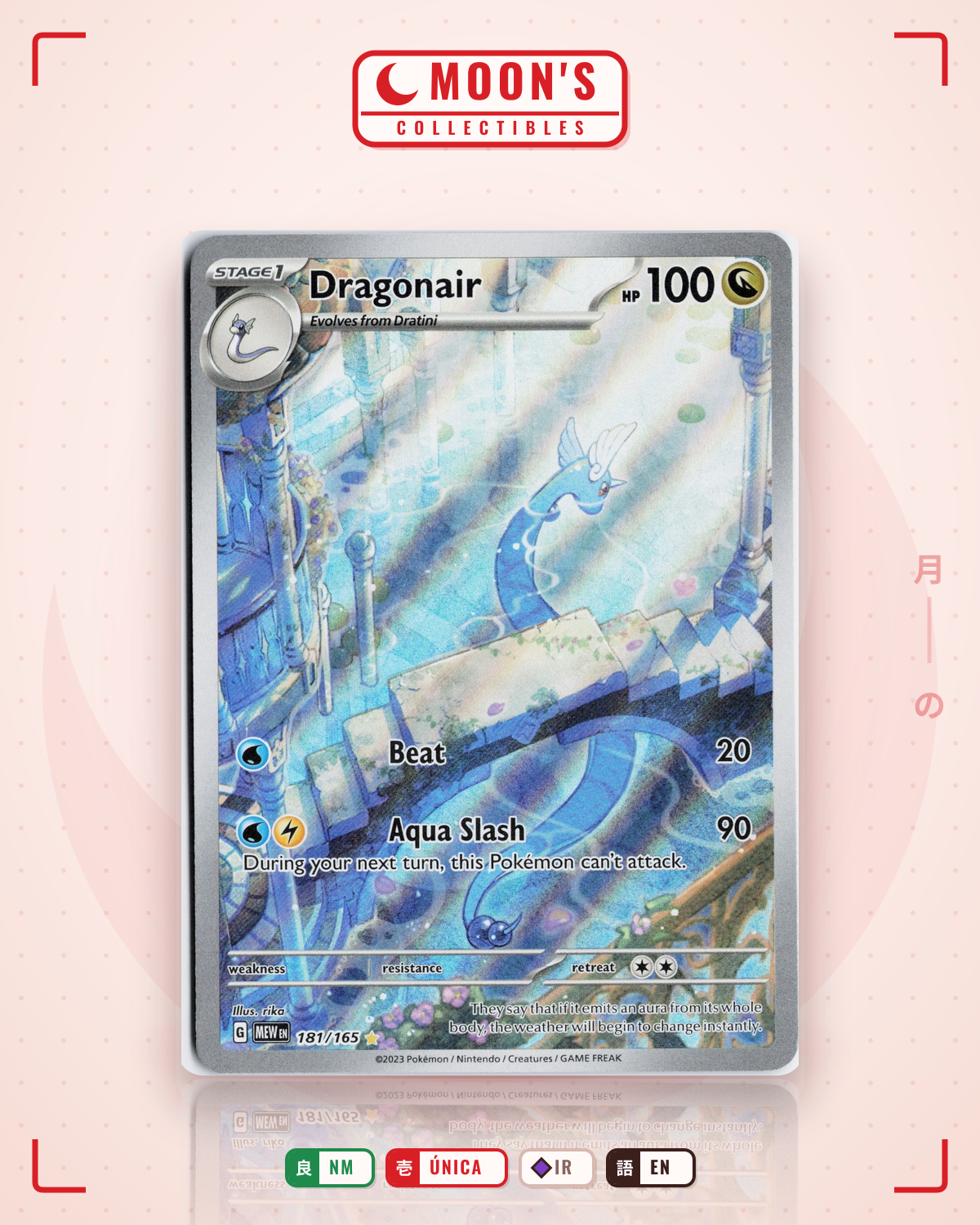 Carta Pokémon Dragonair · 151 #181/165 (NM) — pieza única en Moon's Collectibles México