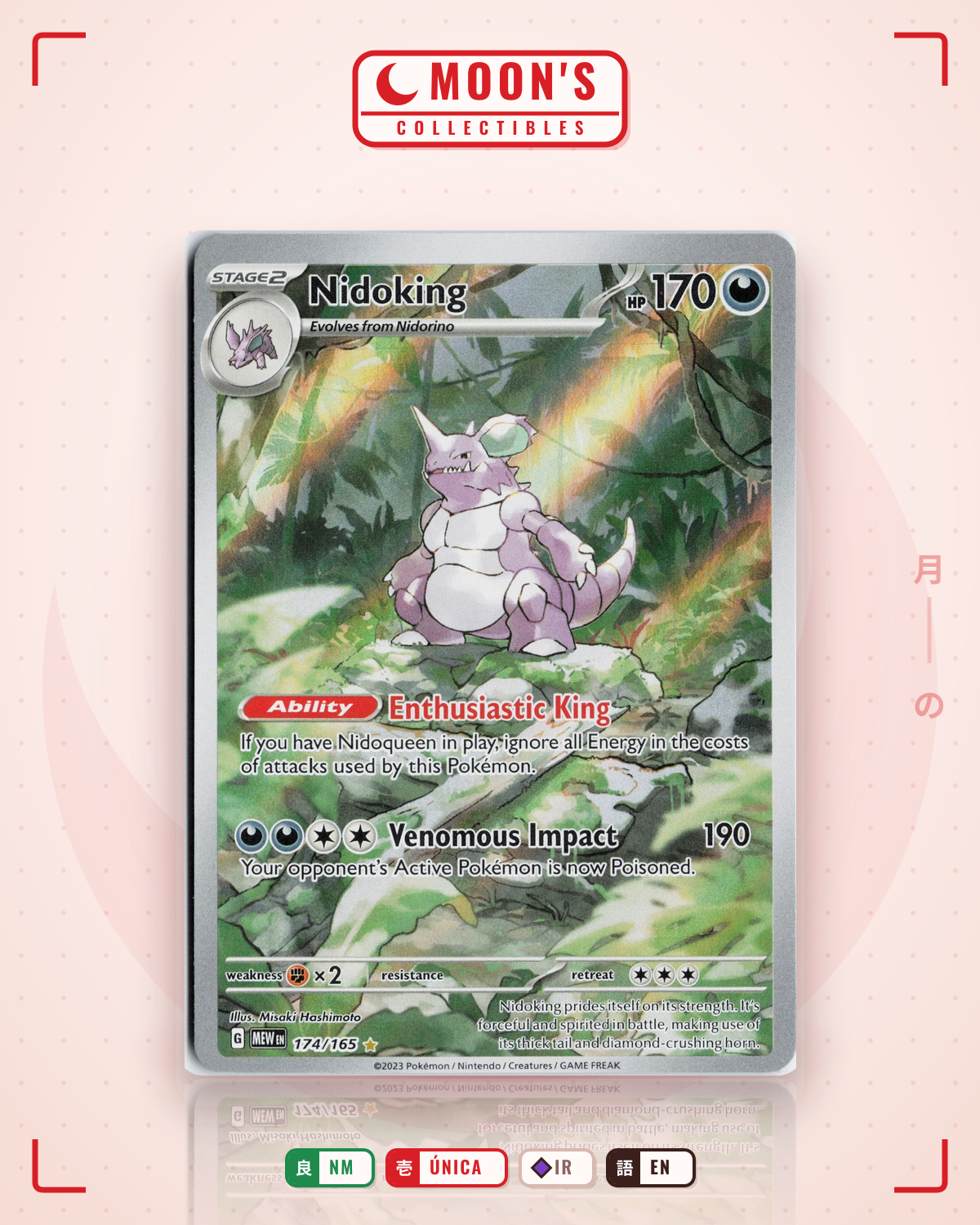 Carta Pokémon Nidoking · 151 #174/165 (NM) — pieza única en Moon's Collectibles México