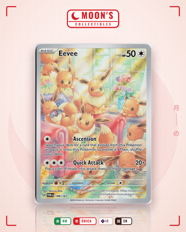 Carta Pokémon Eevee · Twilight Masquerade #188/167 (NM) — pieza única en Moon's Collectibles México