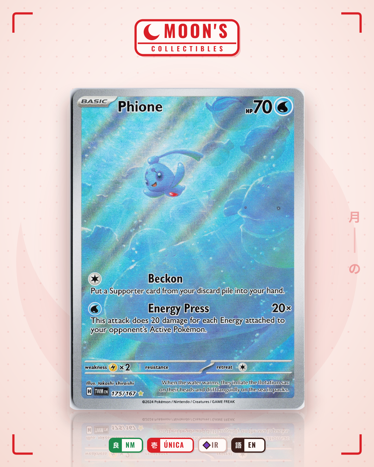 Carta Pokémon Phione · Twilight Masquerade #175/167 (NM) — pieza única en Moon's Collectibles México