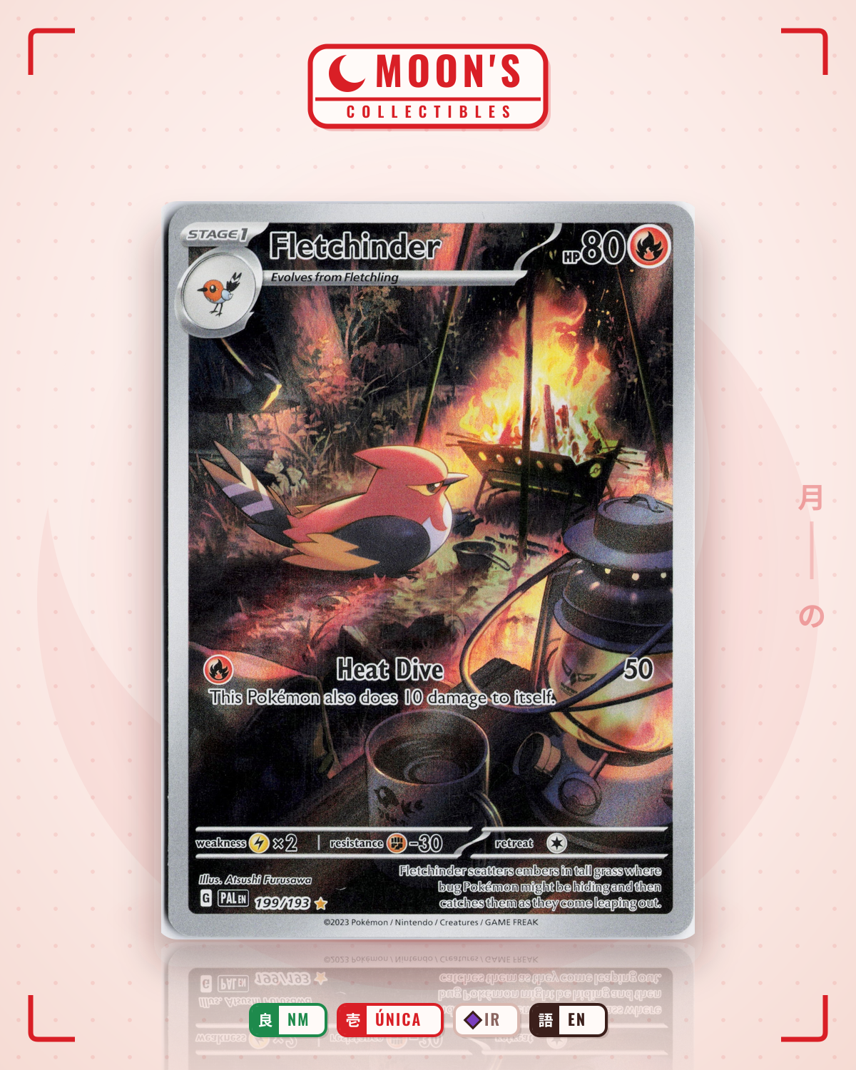 Carta Pokémon Fletchinder · Paldea Evolved #199/193 (NM) — pieza única en Moon's Collectibles México