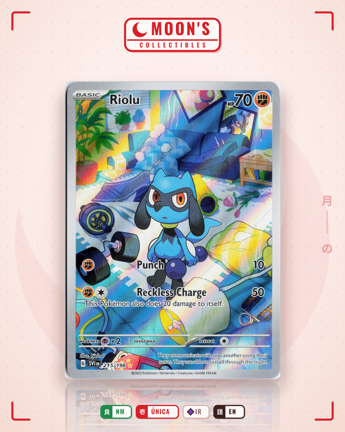 Carta Pokémon Riolu · Scarlet & Violet #215/198 (NM) — pieza única en Moon's Collectibles México