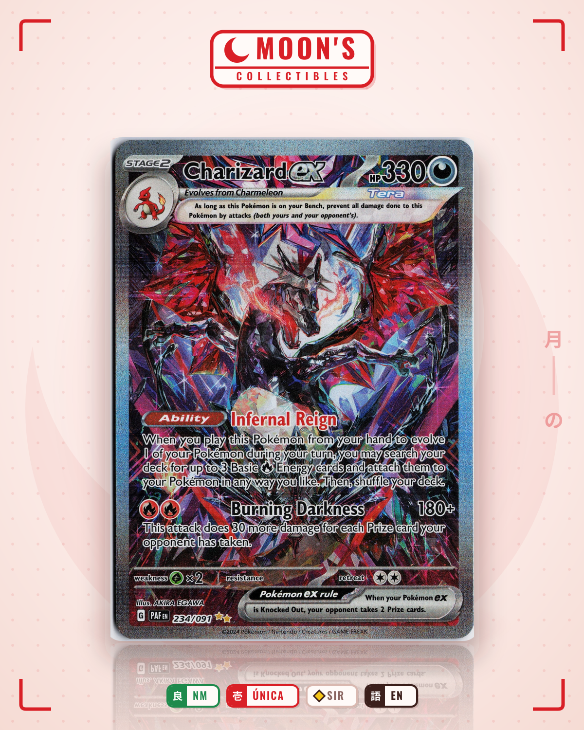 Carta Pokémon Charizard ex · Paldean Fates #234/091 (NM) — pieza única en Moon's Collectibles México