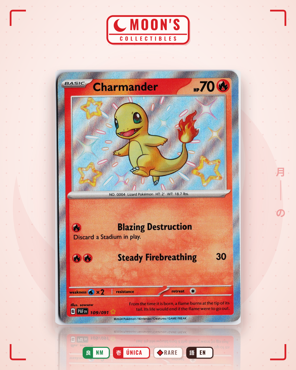 Carta Pokémon Charmander · Paldean Fates #109/091 (NM) — pieza única en Moon's Collectibles México