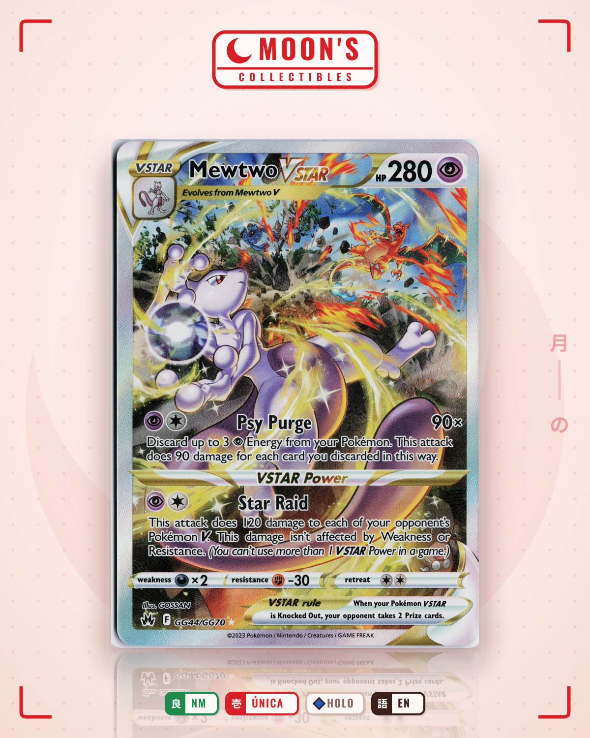 Carta Pokémon Mewtwo VSTAR · Crown Zenith Galarian Gallery #GG44/GG70 (NM) — pieza única en Moon's Collectibles México