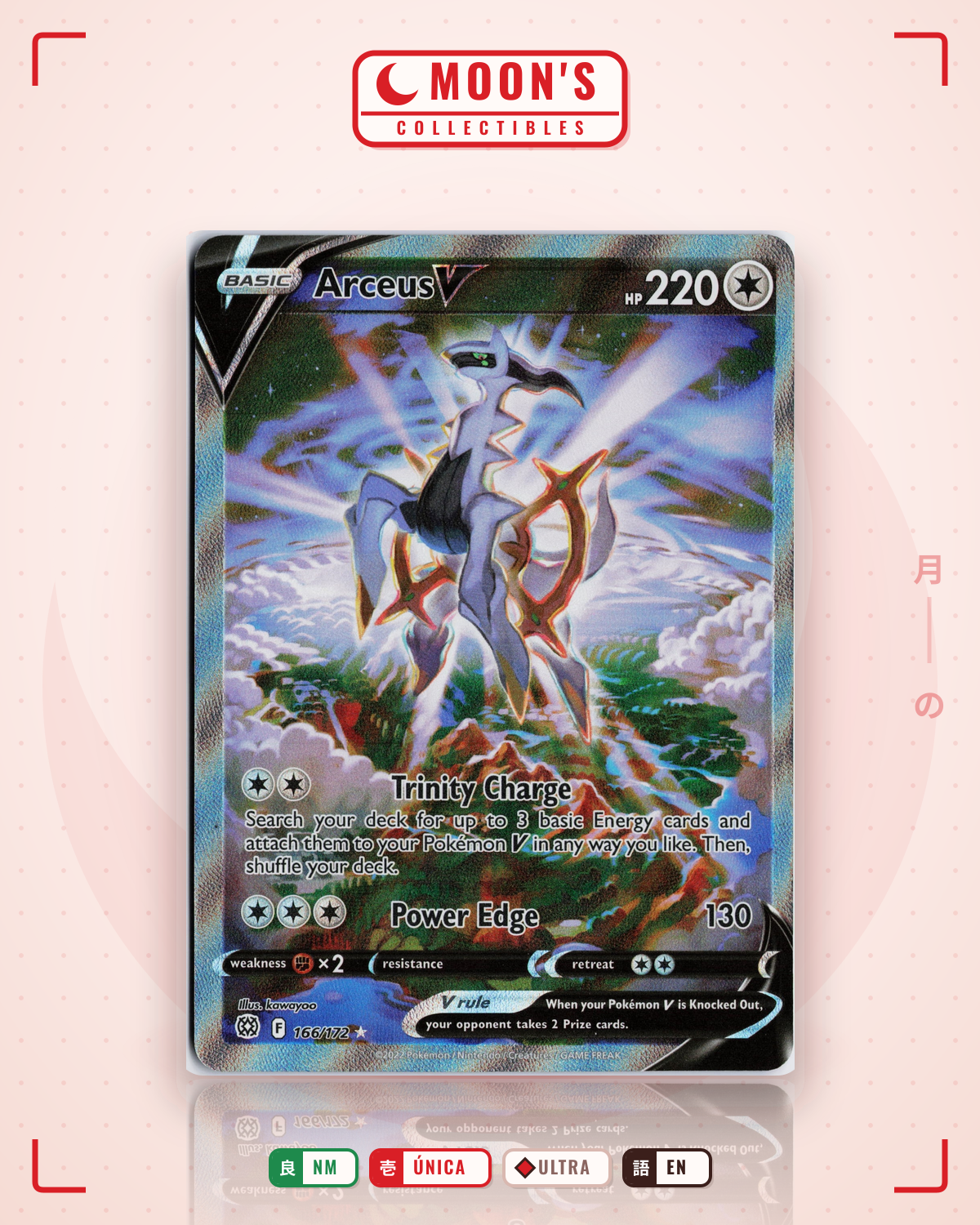 Carta Pokémon Arceus V · Brilliant Stars #166/172 (NM) — pieza única en Moon's Collectibles México