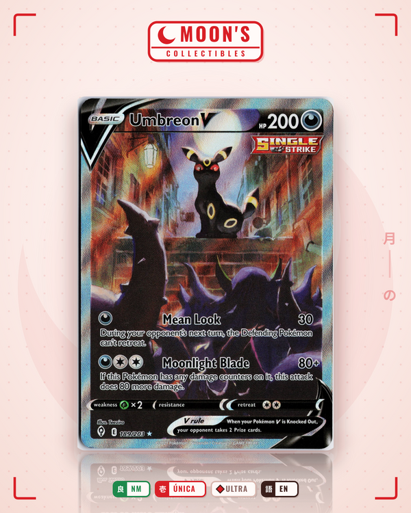 Carta Pokémon Umbreon V · Evolving Skies #189/203 (NM) — pieza única en Moon's Collectibles México