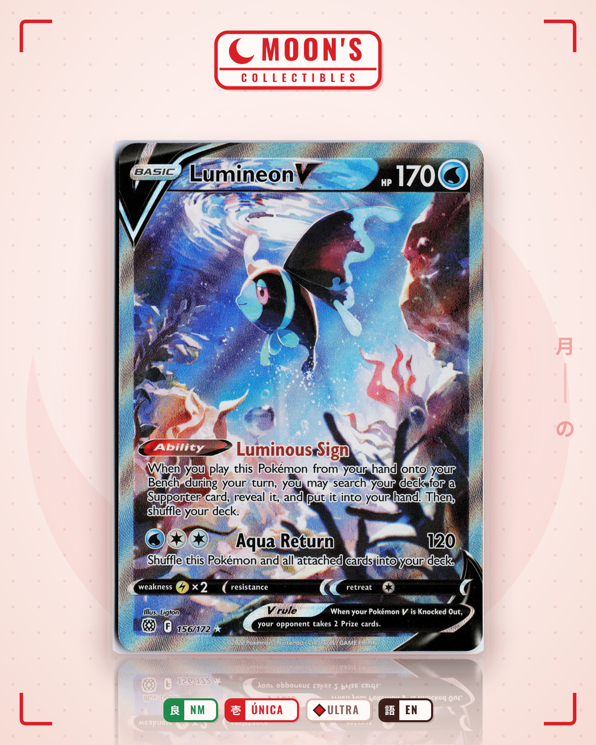 Carta Pokémon Lumineon V · Brilliant Stars #156/172 (NM) — pieza única en Moon's Collectibles México