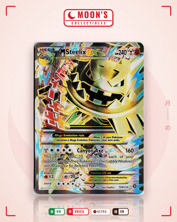 Carta Pokémon M Steelix-EX · Steam Siege #109/114 (DMG) — pieza única en Moon's Collectibles México