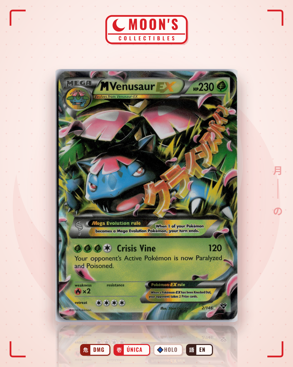 Carta Pokémon M Venusaur-EX · XY #2/146 (DMG) — pieza única en Moon's Collectibles México