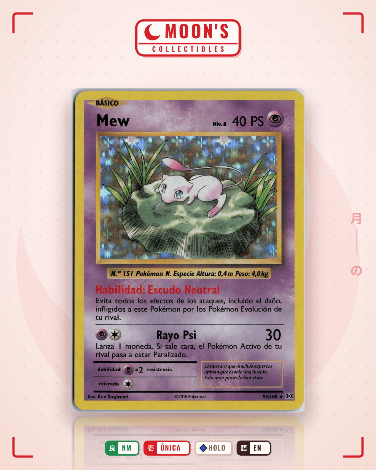 Carta Pokémon Mew · Evolutions #53/108 (NM) — pieza única en Moon's Collectibles México