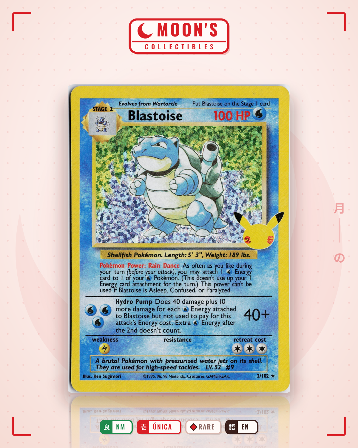 Carta Pokémon Blastoise · Celebrations: Classic Collection #2 (NM) — pieza única en Moon's Collectibles México