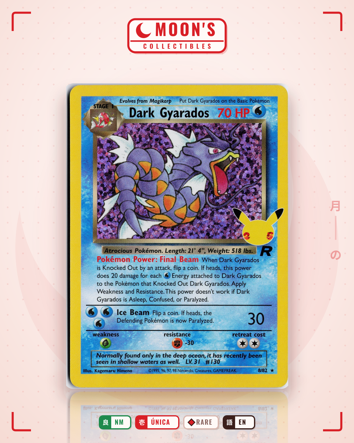 Carta Pokémon Dark Gyarados · Celebrations: Classic Collection #8 (NM) — pieza única en Moon's Collectibles México