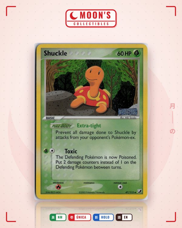Carta Pokémon Shuckle · Unseen Forces #47/115 (NM) — pieza única en Moon's Collectibles México