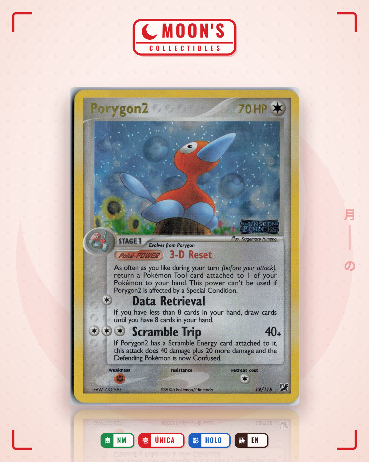 Carta Pokémon Porygon2 · Unseen Forces #12/115 (NM) — pieza única en Moon's Collectibles México
