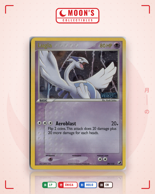 Carta Pokémon Lugia · Unseen Forces #29/115 (LP) — pieza única en Moon's Collectibles México
