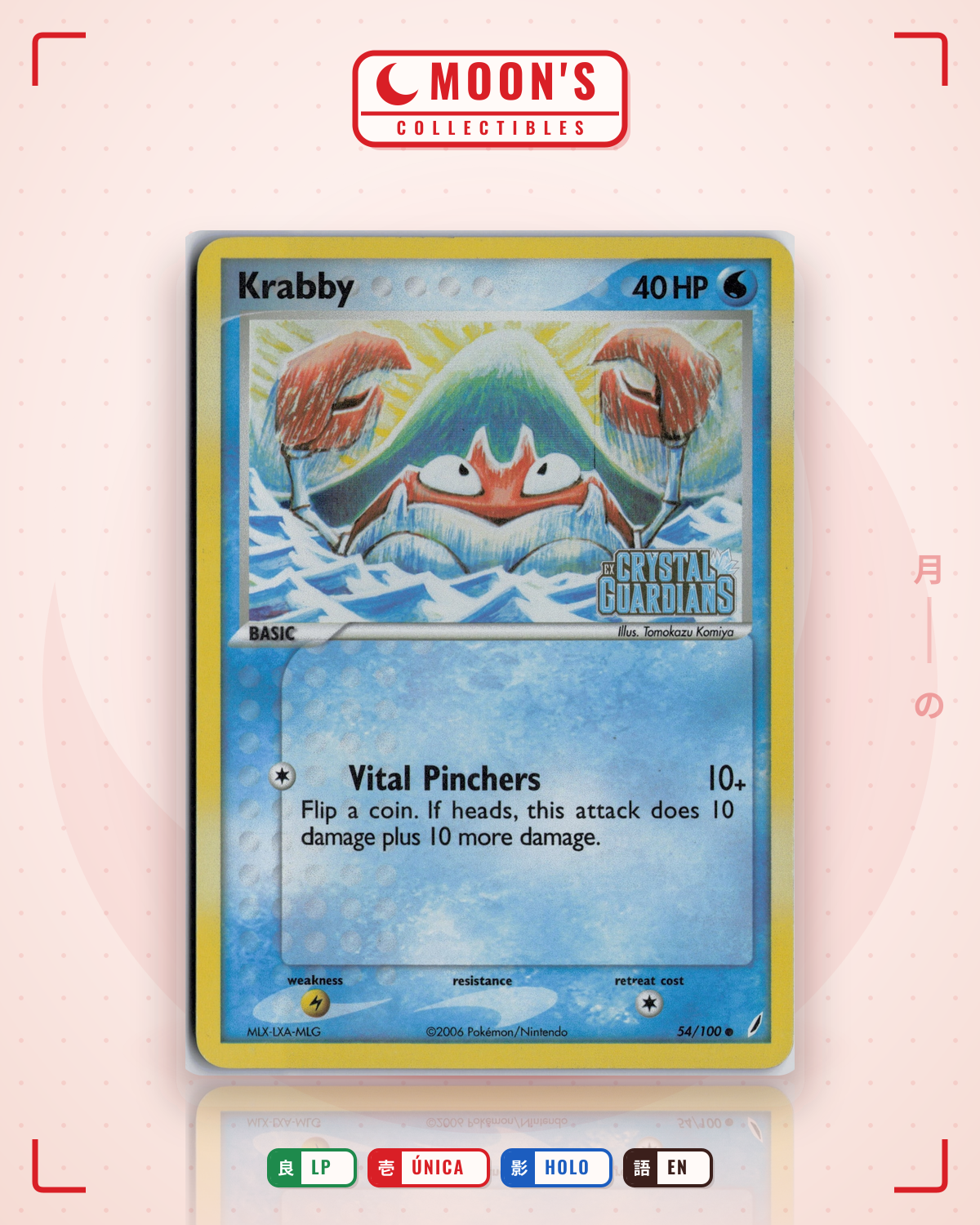 Carta Pokémon Krabby · Crystal Guardians #54/100 (LP) — pieza única en Moon's Collectibles México