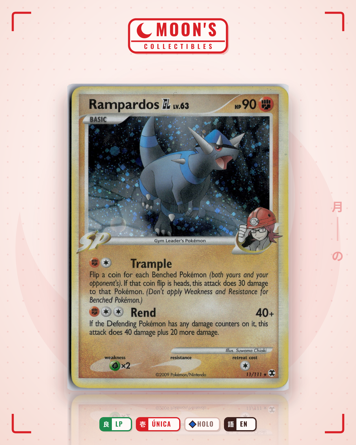 Carta Pokémon Rampardos GL · Rising Rivals #11/111 (LP) — pieza única en Moon's Collectibles México