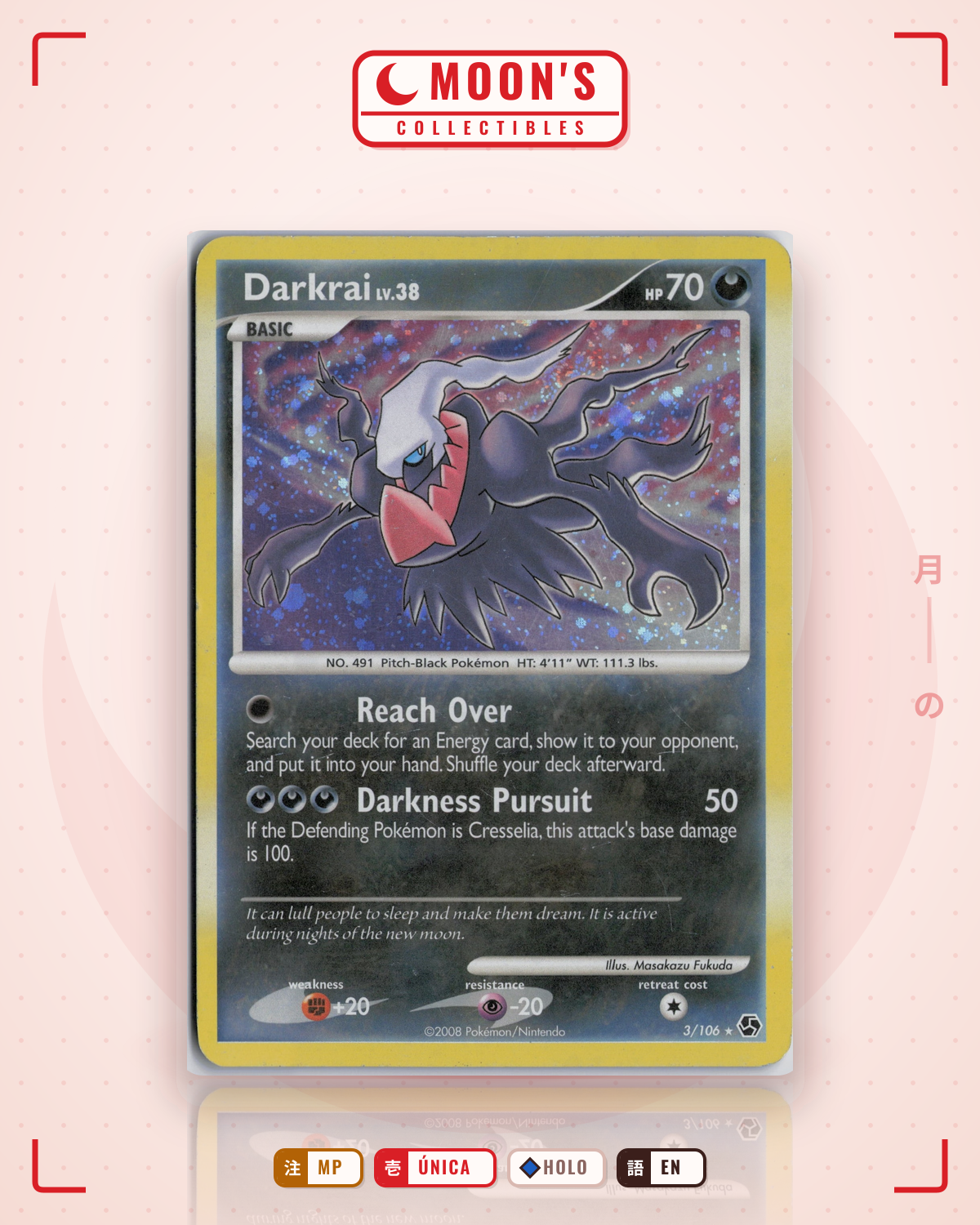 Carta Pokémon Darkrai · Great Encounters #3/106 (MP) — pieza única en Moon's Collectibles México