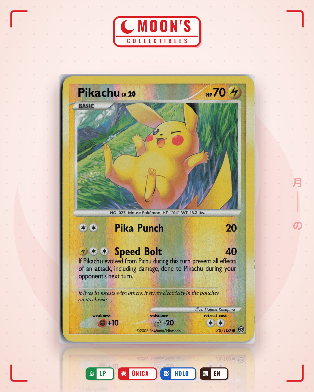 Carta Pokémon Pikachu · Stormfront #70/100 (LP) — pieza única en Moon's Collectibles México