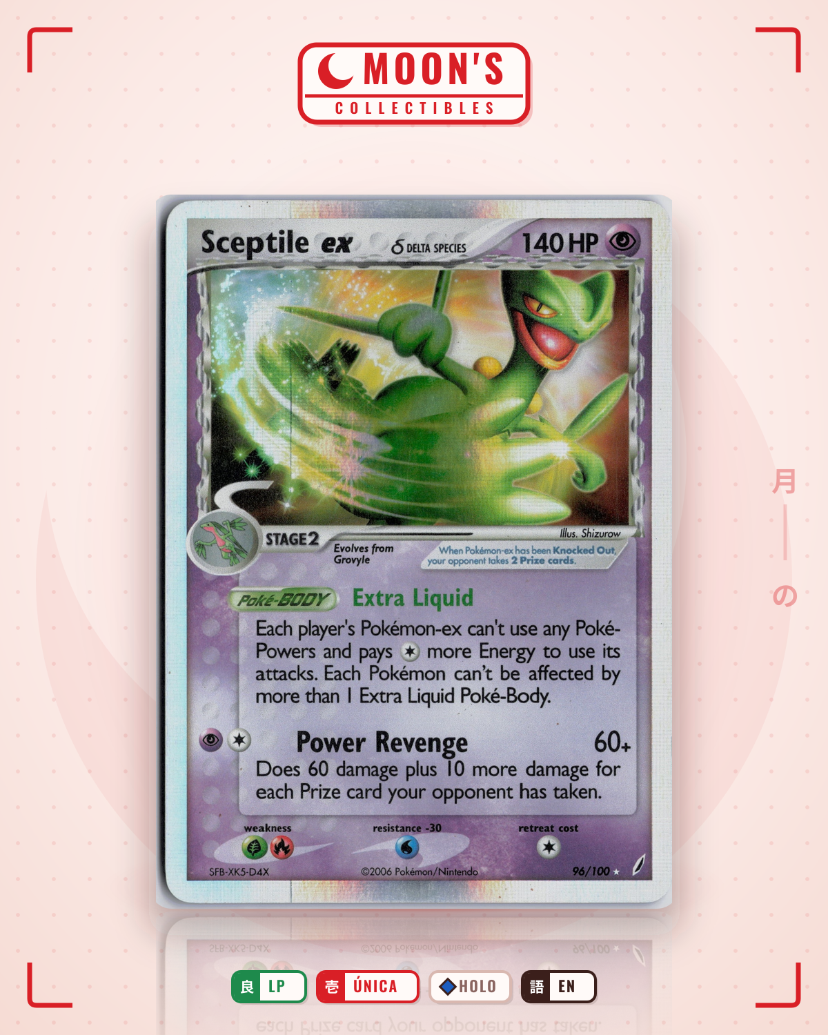Carta Pokémon Sceptile ex δ · Crystal Guardians #96/100 (LP) — pieza única en Moon's Collectibles México
