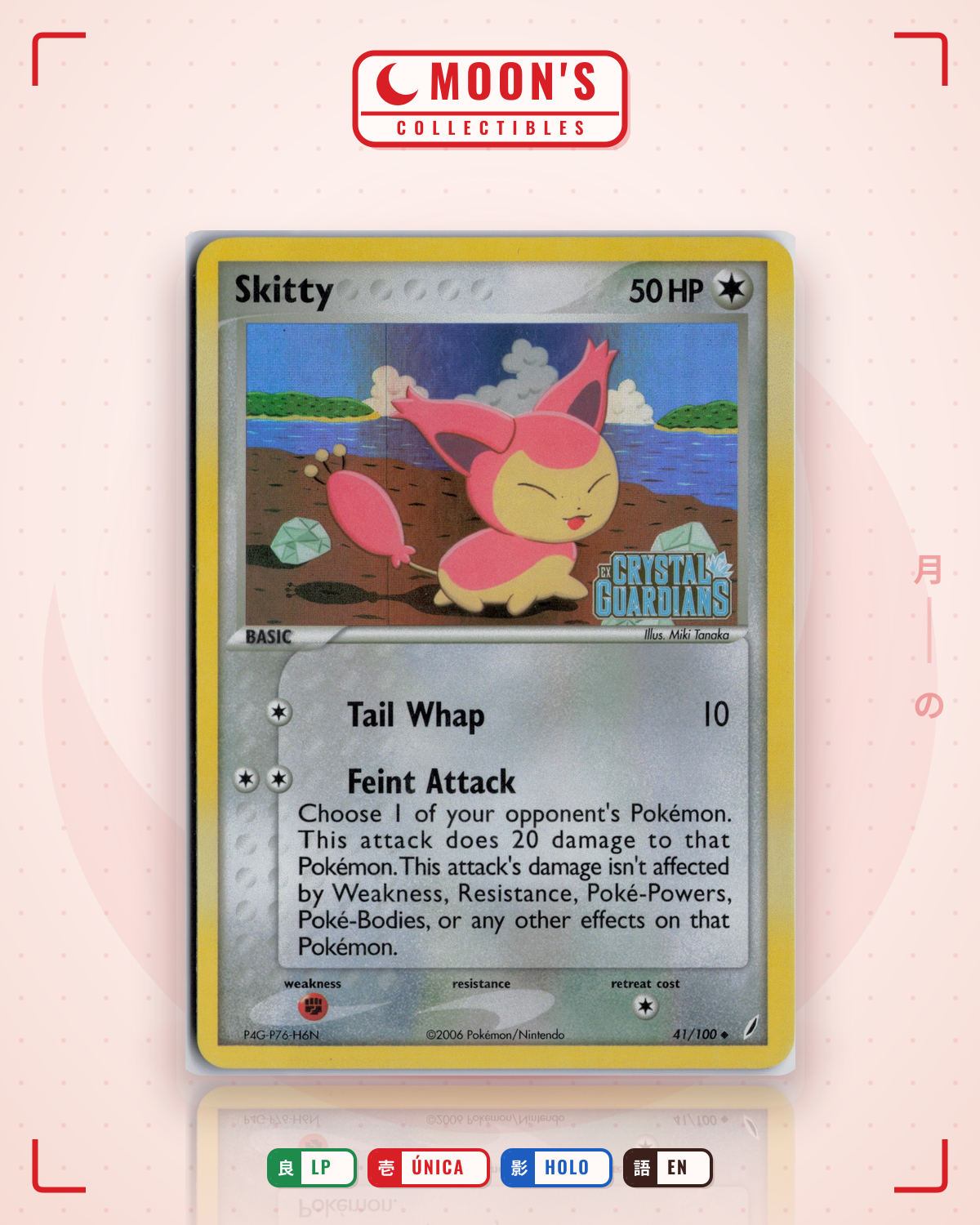 Carta Pokémon Skitty · Crystal Guardians #41/100 (LP) — pieza única en Moon's Collectibles México