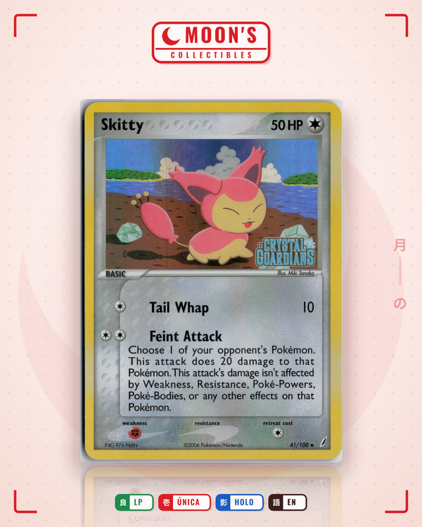 Carta Pokémon Skitty · Crystal Guardians #41/100 (LP) — pieza única en Moon's Collectibles México