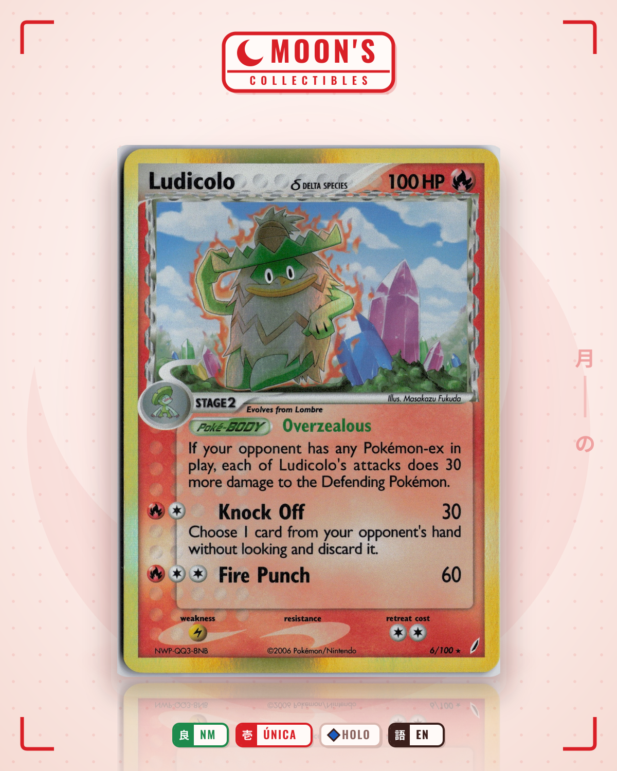 Carta Pokémon Ludicolo δ · Crystal Guardians #6/100 (NM) — pieza única en Moon's Collectibles México
