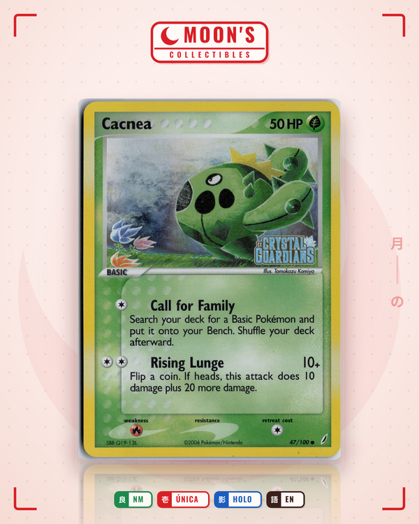 Carta Pokémon Cacnea · Crystal Guardians #47/100 (NM) — pieza única en Moon's Collectibles México
