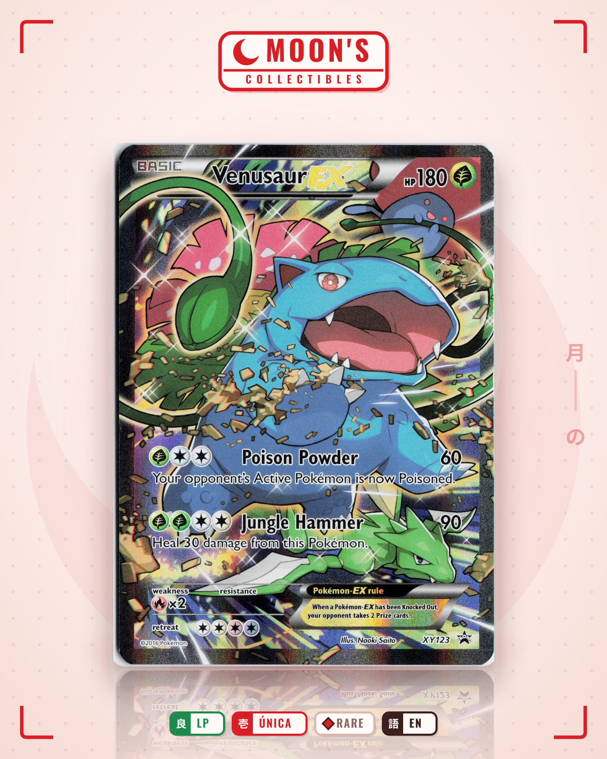 Carta Pokémon Venusaur-EX · XY Black Star Promos #XY123 (LP) — pieza única en Moon's Collectibles México