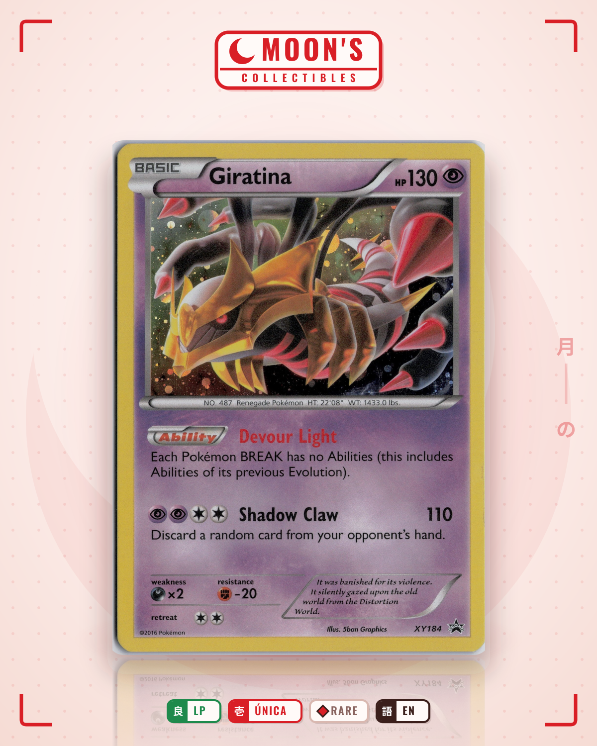 Carta Pokémon Giratina · XY Black Star Promos #XY184 (LP) — pieza única en Moon's Collectibles México