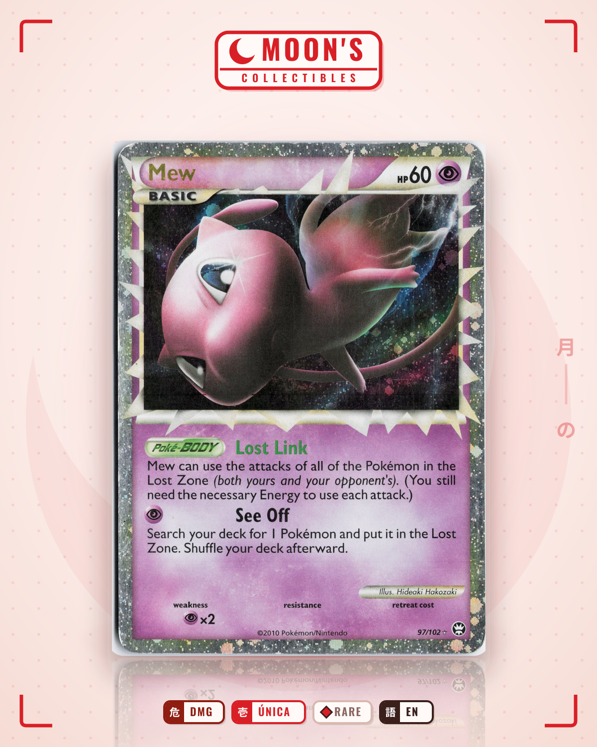 Carta Pokémon Mew · HS—Triumphant #97/102 (DMG) — pieza única en Moon's Collectibles México
