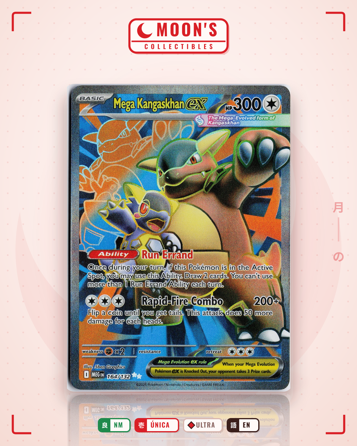 Carta Pokémon Mega Kangaskhan ex · Mega Evolution #164/132 (NM) — pieza única en Moon's Collectibles México