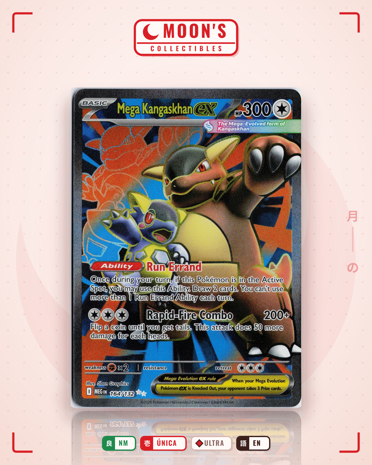 Carta Pokémon Mega Kangaskhan ex · Mega Evolution #164/132 (NM) — pieza única en Moon's Collectibles México