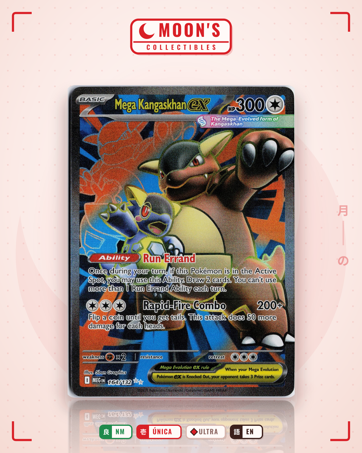 Carta Pokémon Mega Kangaskhan ex · Mega Evolution #164/132 (NM) — pieza única en Moon's Collectibles México