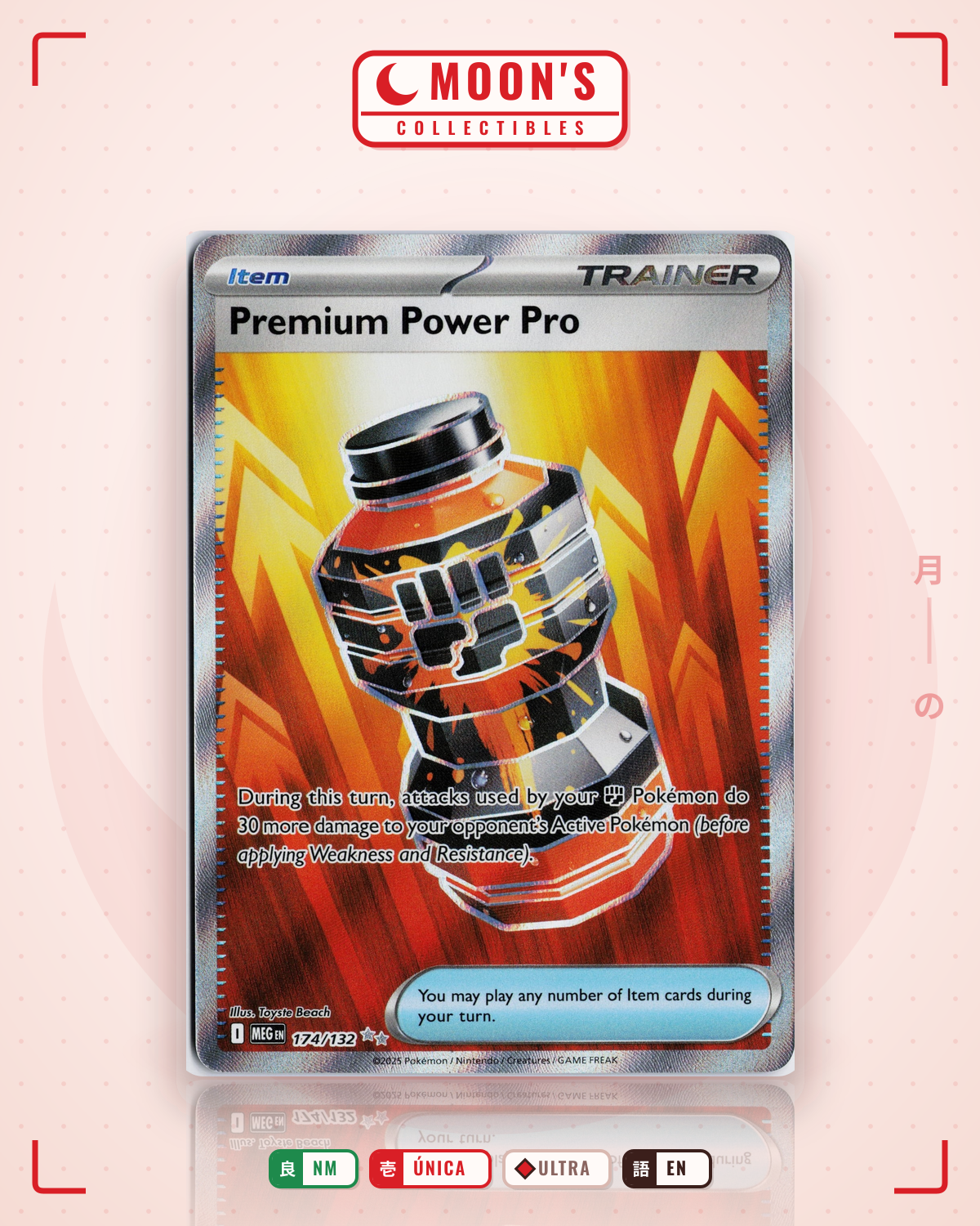 Carta Pokémon Premium Power Pro · Mega Evolution #174/132 (NM) — pieza única en Moon's Collectibles México
