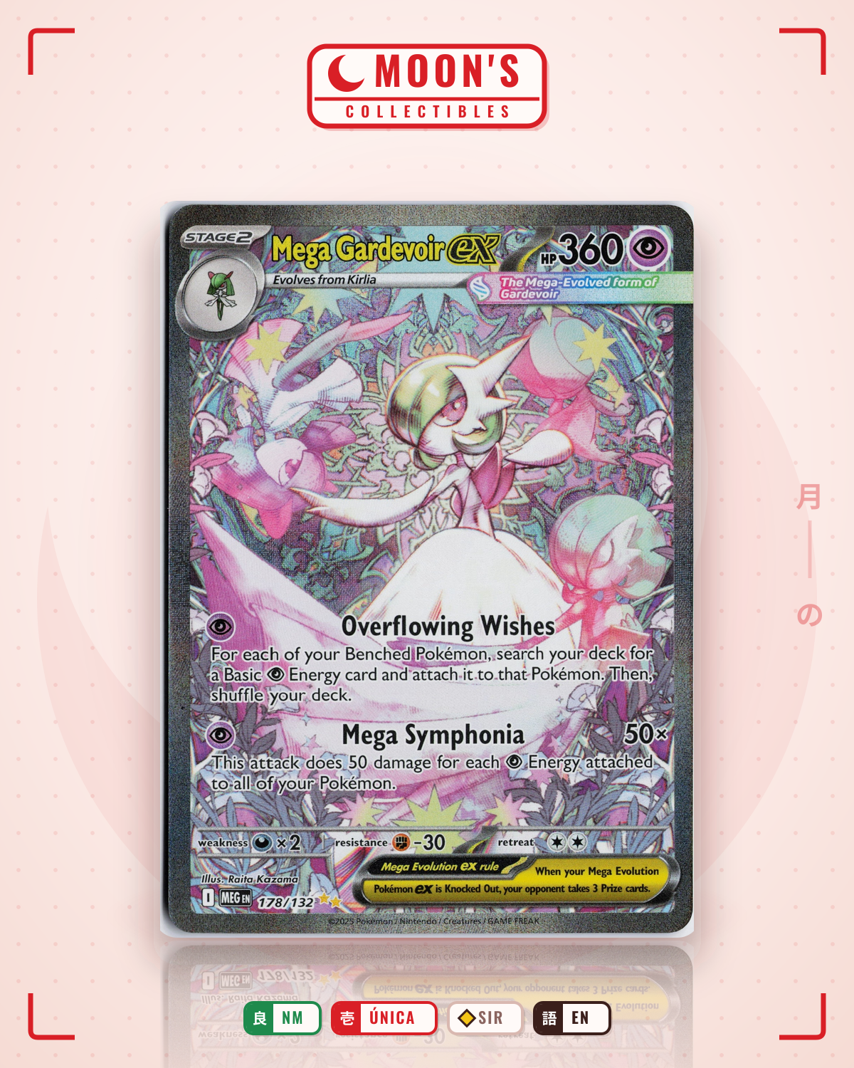 Carta Pokémon Mega Gardevoir ex · Mega Evolution #178/132 (NM) — pieza única en Moon's Collectibles México