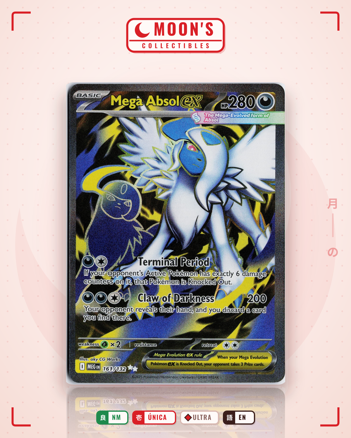 Carta Pokémon Mega Absol ex · Mega Evolution #161/132 (NM) — pieza única en Moon's Collectibles México