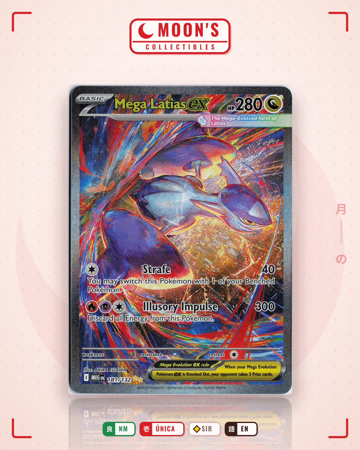 Carta Pokémon Mega Latias ex · Mega Evolution #181/132 (NM) — pieza única en Moon's Collectibles México