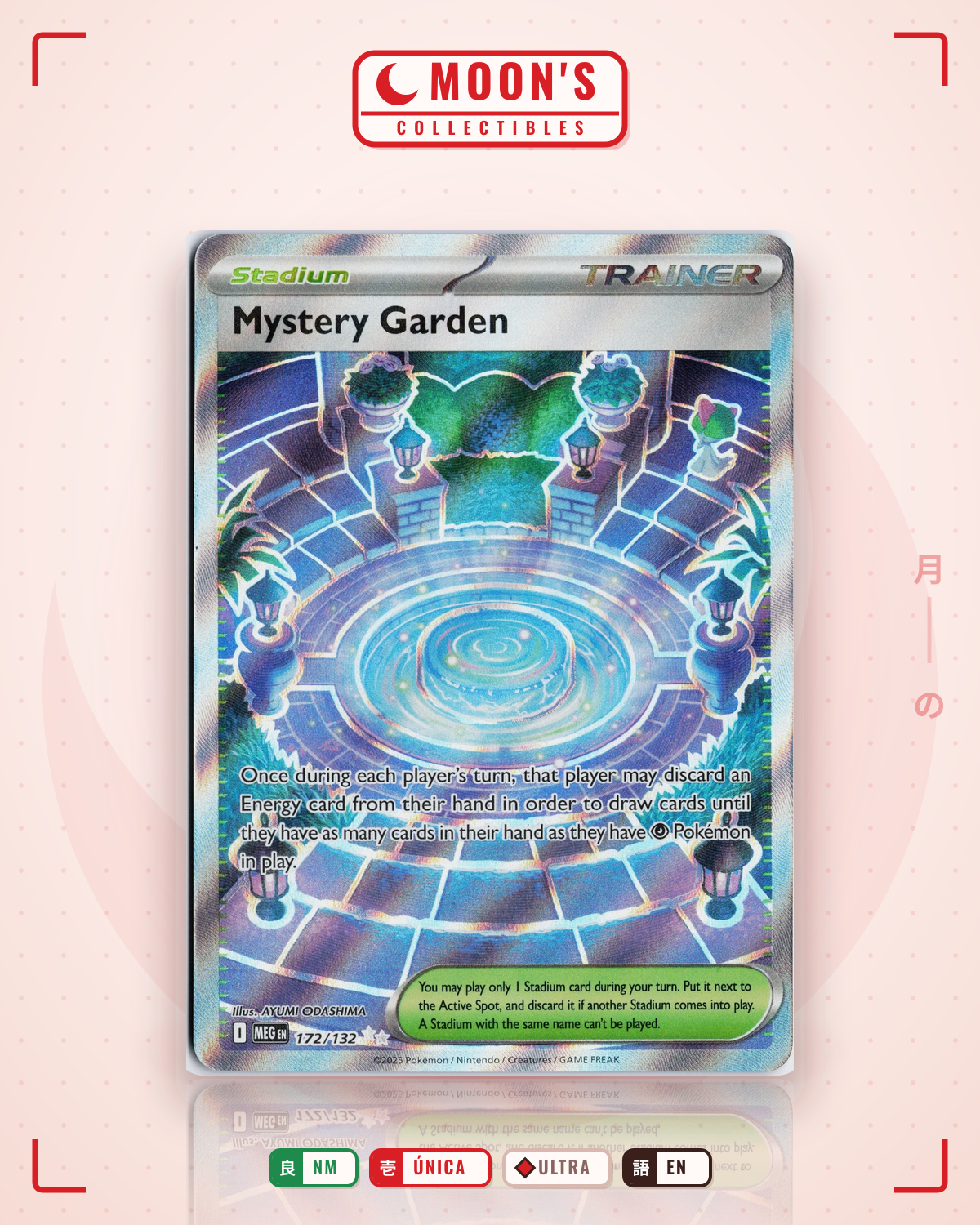 Carta Pokémon Mystery Garden · Mega Evolution #172/132 (NM) — pieza única en Moon's Collectibles México