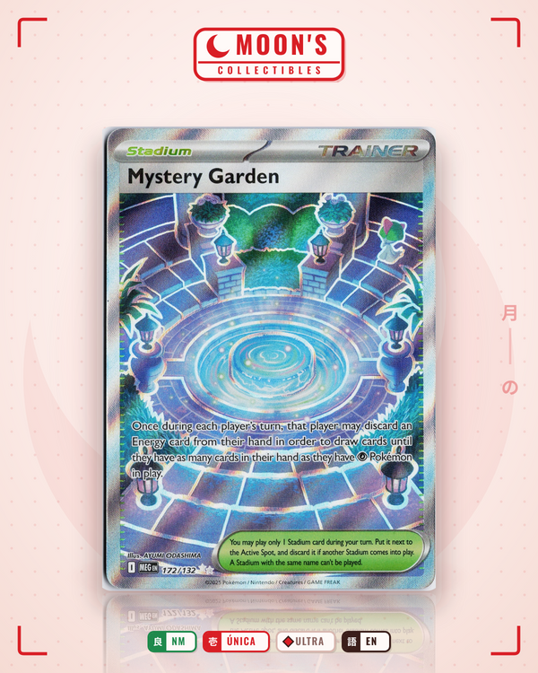Carta Pokémon Mystery Garden · Mega Evolution #172/132 (NM) — pieza única en Moon's Collectibles México