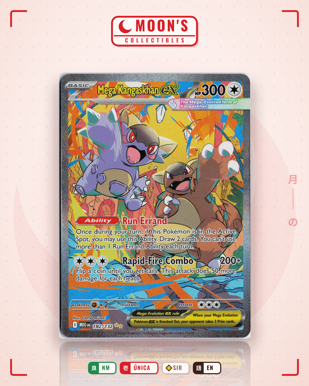 Carta Pokémon Mega Kangaskhan ex · Mega Evolution #182/132 (NM) — pieza única en Moon's Collectibles México