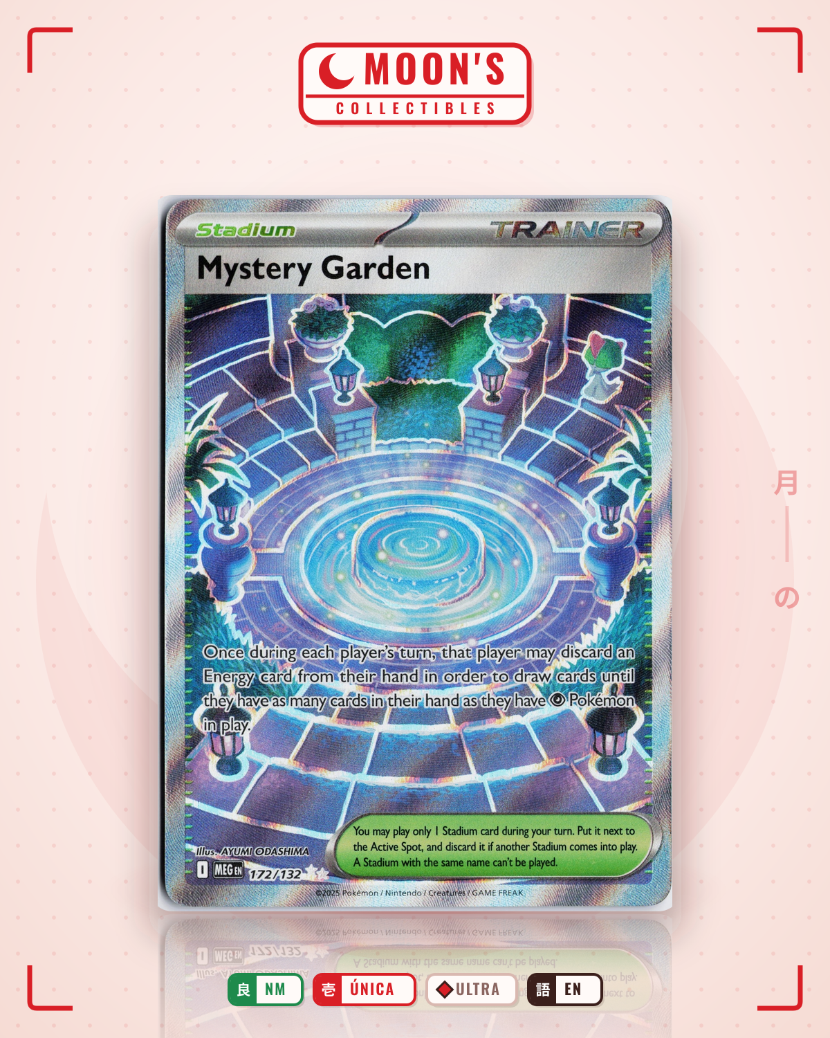 Carta Pokémon Mystery Garden · Mega Evolution #172/132 (NM) — pieza única en Moon's Collectibles México