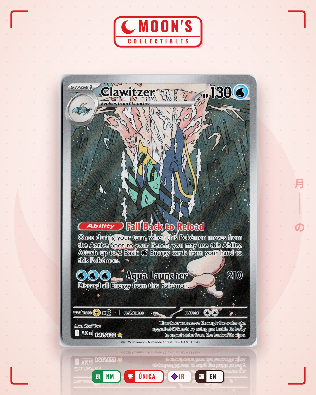 Carta Pokémon Clawitzer · Mega Evolution #141/132 (NM) — pieza única en Moon's Collectibles México