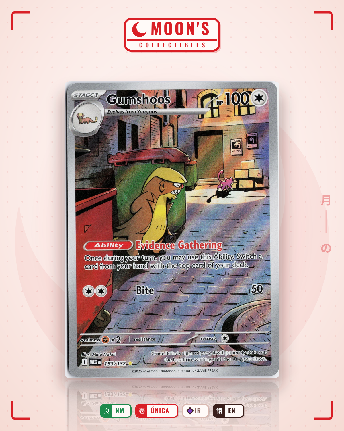 Carta Pokémon Gumshoos · Mega Evolution #153/132 (NM) — pieza única en Moon's Collectibles México