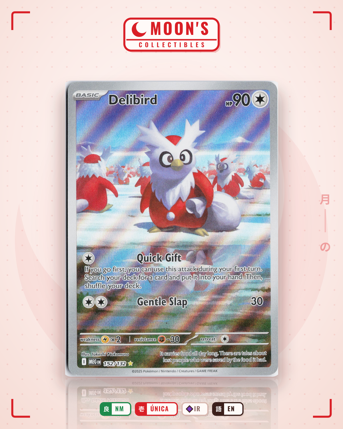 Carta Pokémon Delibird · Mega Evolution #152/132 (NM) — pieza única en Moon's Collectibles México