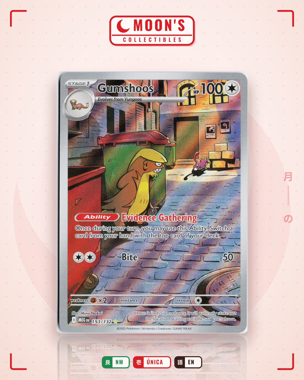 Carta Pokémon Gumshoos · Mega Evolution #110/132 (NM) — pieza única en Moon's Collectibles México